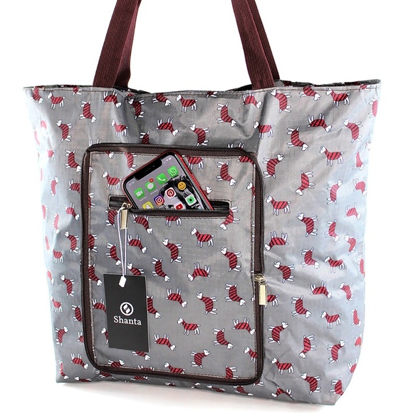 Foldable Zippered Tote Bag Lightweight - Picture 2 of 8